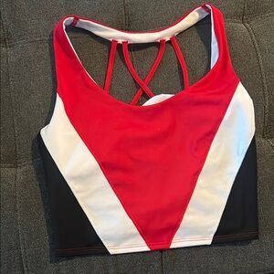 Red and White Women's Sports Bra